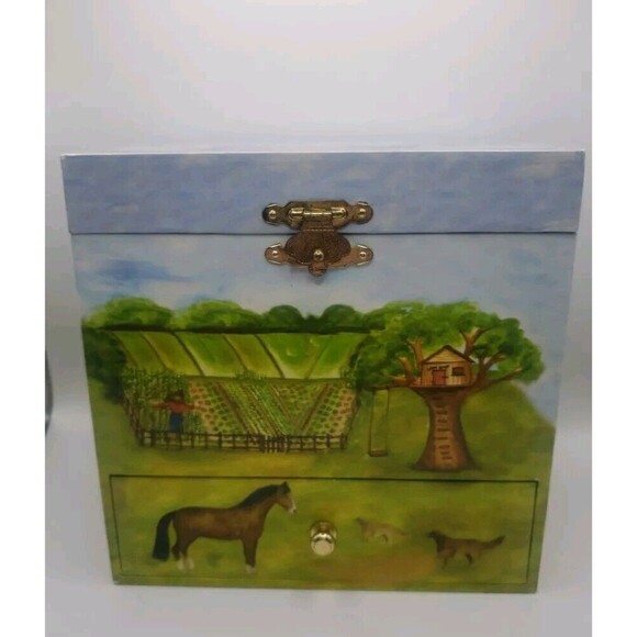 Enchantmints Music Jewelry Box. Horse Ranch Trinket Box With Mirror. Working - Picture 2 of 11